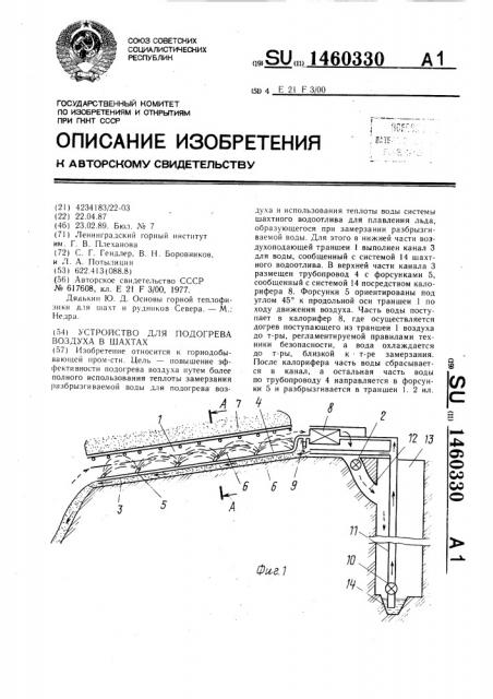 Устройство для подогрева воздуха в шахтах (патент 1460330)