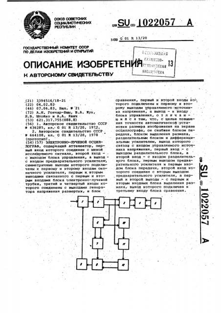 Электронно-лучевой осциллограф (патент 1022057)