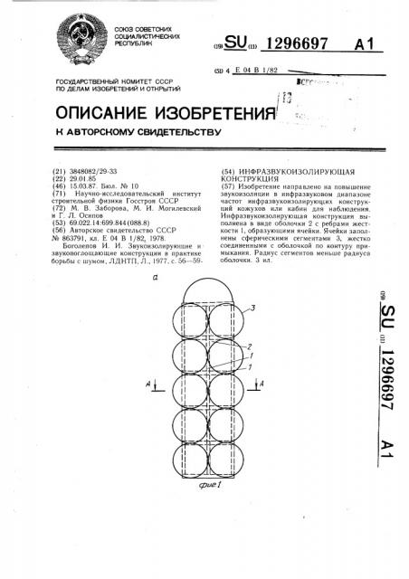 Инфразвукоизолирующая конструкция (патент 1296697)