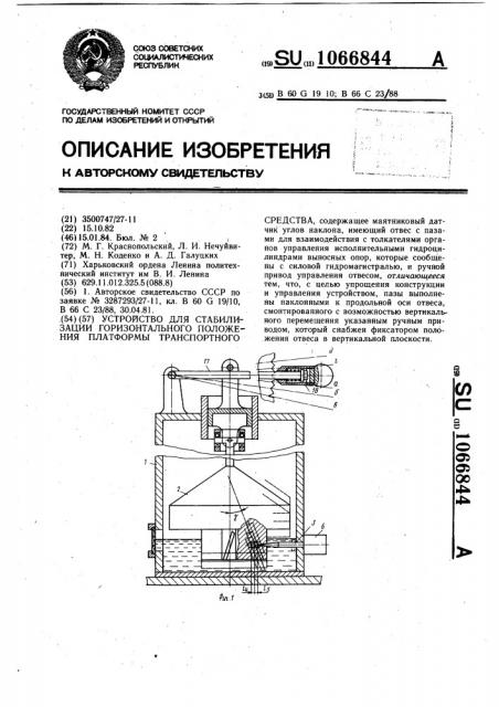 Устройство для стабилизации горизонтального положения платформы транспортного средства (патент 1066844)