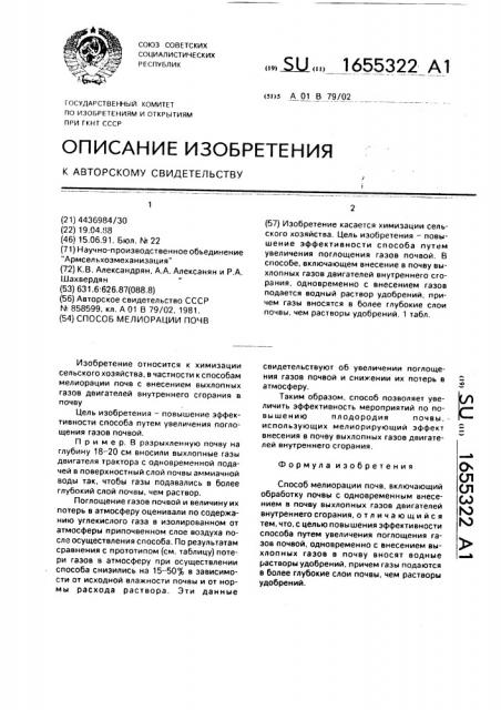 Способ мелиорации почв (патент 1655322)