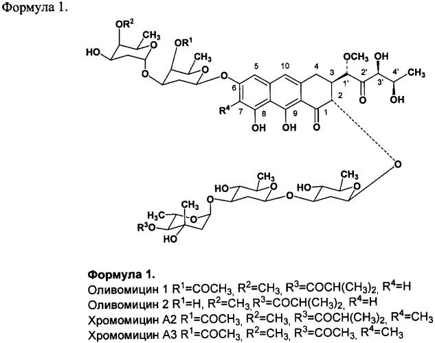 Производные антибиотика группы ауреоловой кислоты оливомицина 1, обладающие противоопухолевой активностью, и способ их получения (патент 2350621)