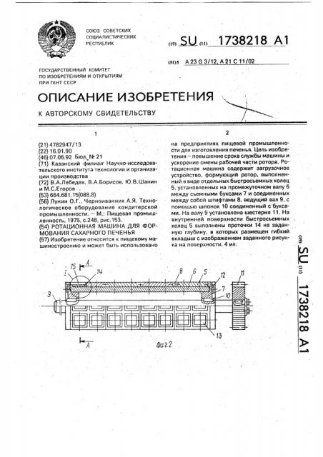 Ротационная машина для формования сахарного печенья (патент 1738218)