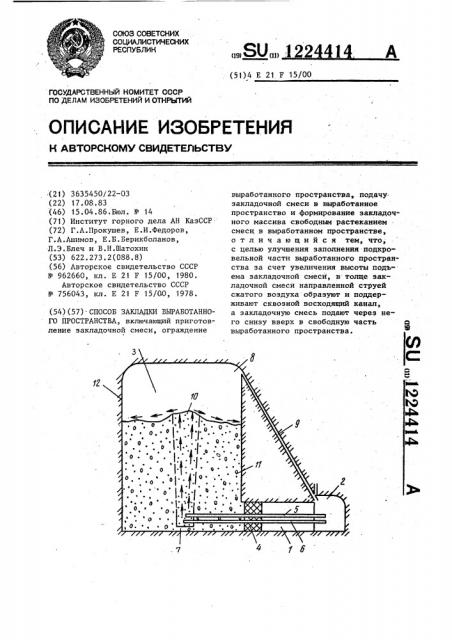 Способ закладки выработанного пространства (патент 1224414)