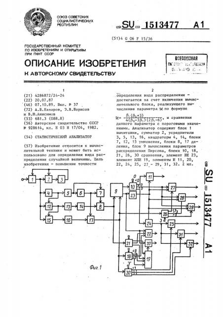 Статистический анализатор (патент 1513477)