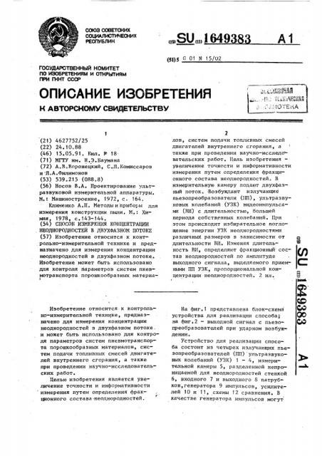 Способ измерения концентрации неоднородностей в двухфазном потоке (патент 1649383)