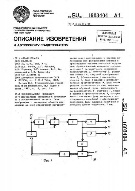 Функциональный генератор (патент 1603404)