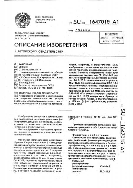 Композиция для пенопласта (патент 1647015)