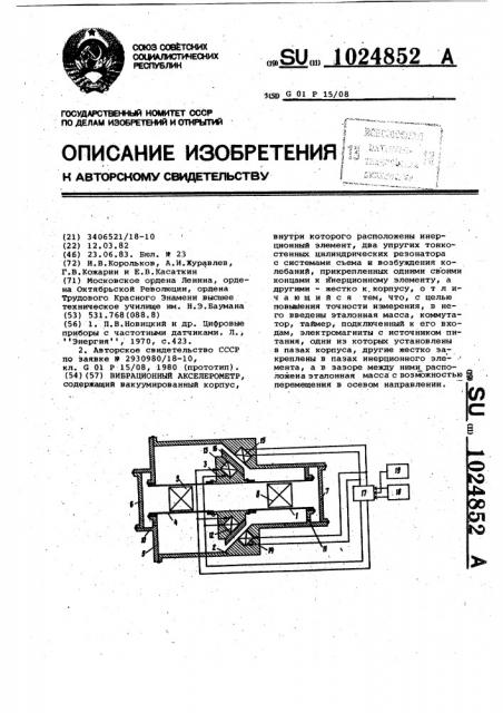 Вибрационный акселерометр (патент 1024852)