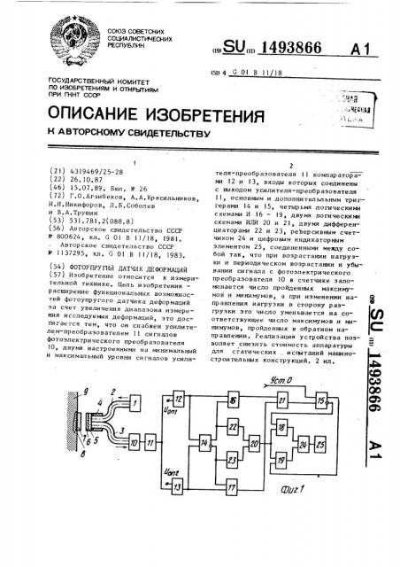 Фотоупругий датчик деформаций (патент 1493866)