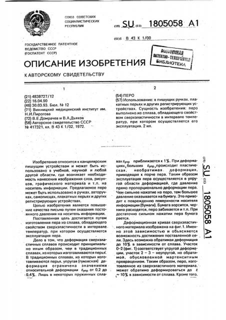 Перо (патент 1805058)