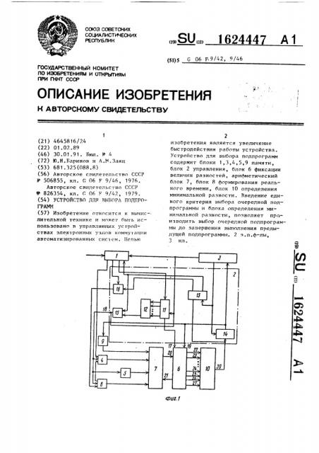 Устройство для выбора подпрограмм (патент 1624447)