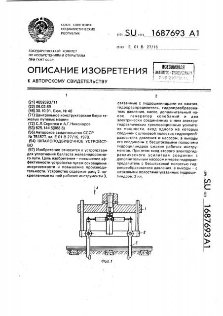 Шпалоподбивочное устройство (патент 1687693)