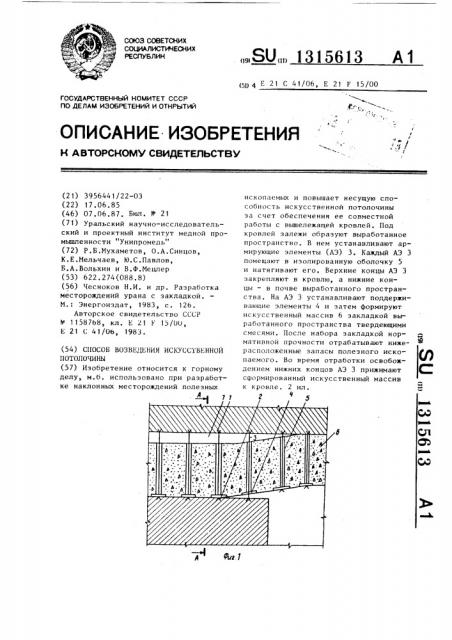 Способ возведения искусственной потолочины (патент 1315613)