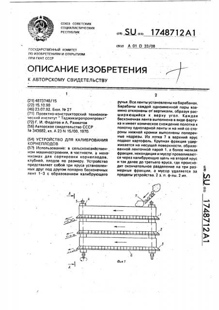 Устройство для калибрования корнеплодов (патент 1748712)