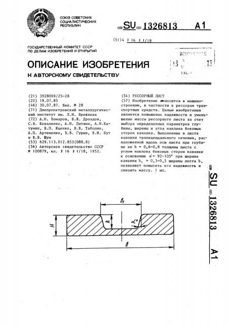 Рессорный лист (патент 1326813)