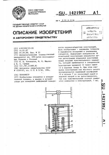 Тензометр (патент 1421987)