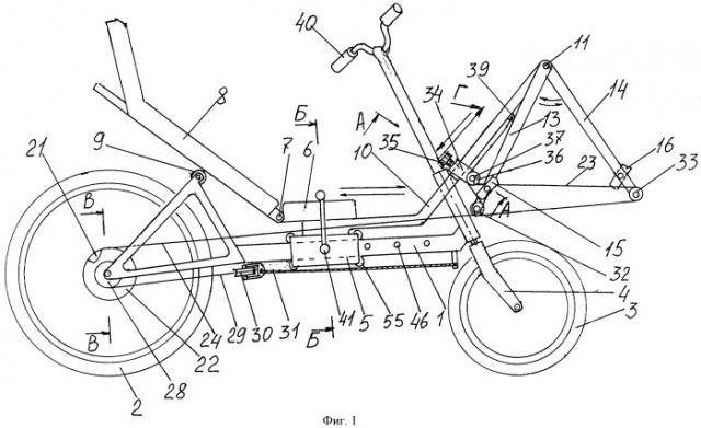 Велосипед с линейным педалированием и греблей (патент 2452648)