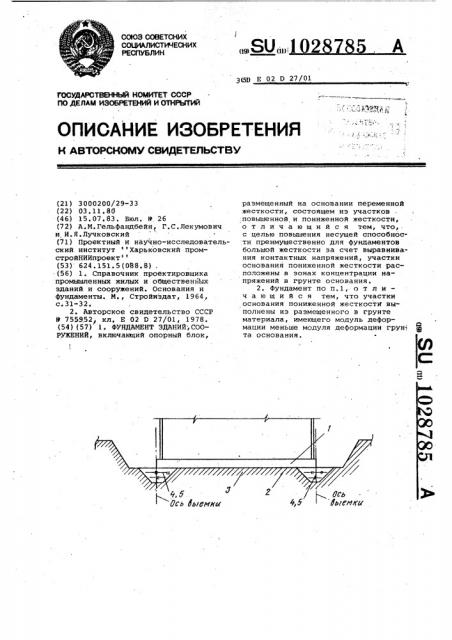 Фундамент зданий,сооружений (патент 1028785)