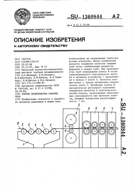 Способ производства сварных труб (патент 1360844)