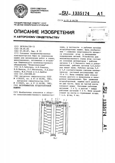 Встряхиватель ягодоуборочной машины (патент 1335174)