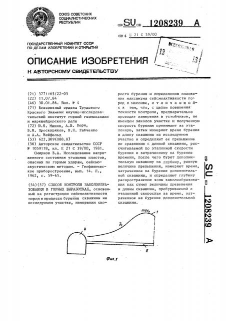 Способ контроля заколообразования в горных выработках (патент 1208239)