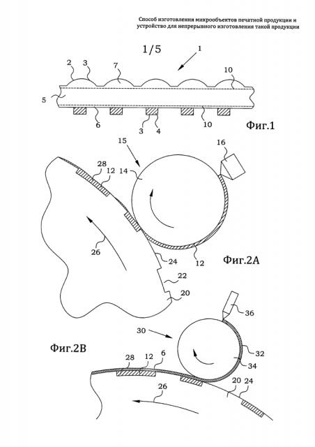 Способ изготовления микрообъектов печатной продукции и устройство для непрерывного изготовления такой продукции (патент 2637984)