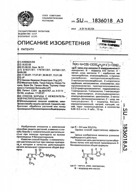 Способ борьбы с нежелательной растительностью (патент 1836018)