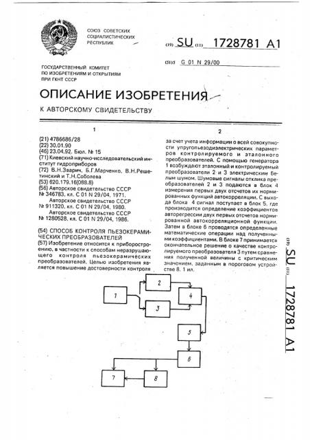 Способ контроля пьезокерамических преобразователей (патент 1728781)