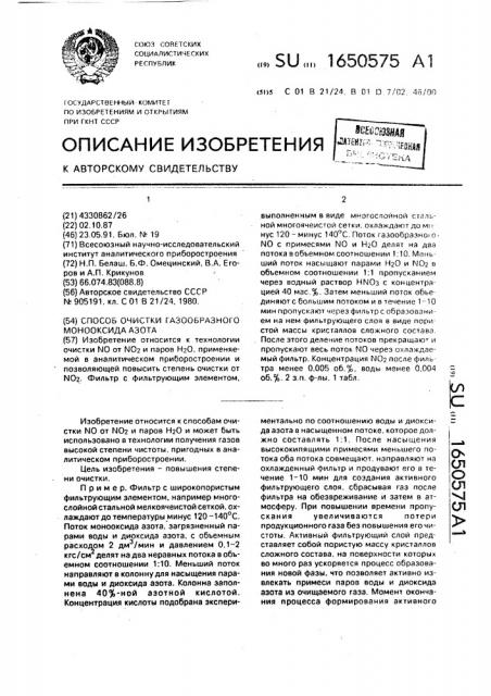 Способ очистки газообразного монооксида азота (патент 1650575)
