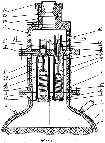 Стендовое устройство для испытаний твердотопливных зарядов многорежимного ракетного двигателя (патент 2273759)