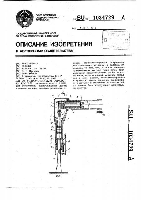 Устройство для обработки костей (патент 1034729)
