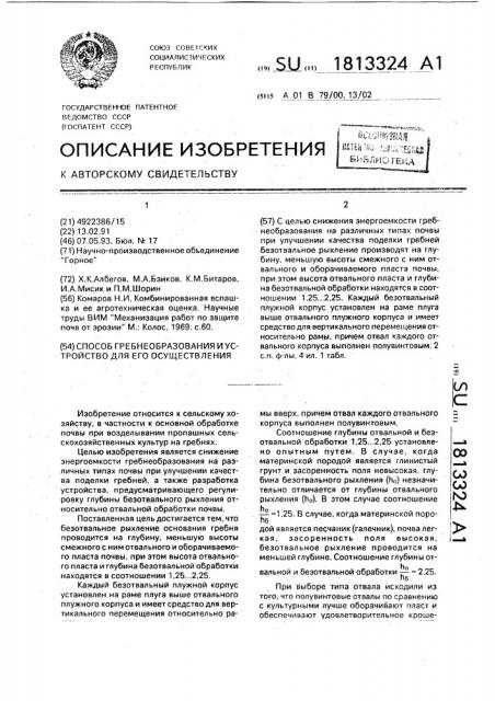 Способ гребнеобразования и устройство для его осуществления (патент 1813324)
