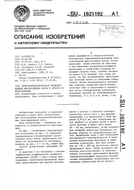 Термокомпенсированная теплопроводная многослойная плата и способ ее изготовления (патент 1621192)