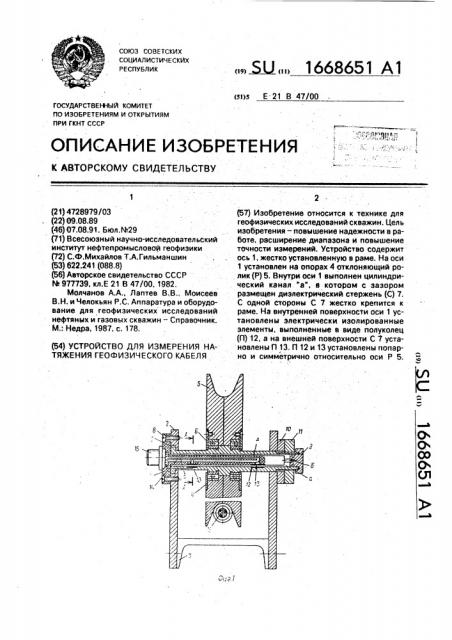 Устройство для измерения натяжения геофизического кабеля (патент 1668651)