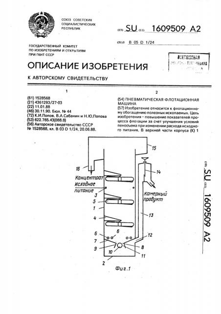 Пневматическая флотационная машина (патент 1609509)