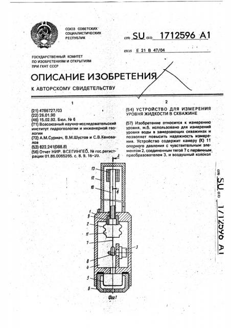 Устройство для измерения уровня жидкости в скважине (патент 1712596)