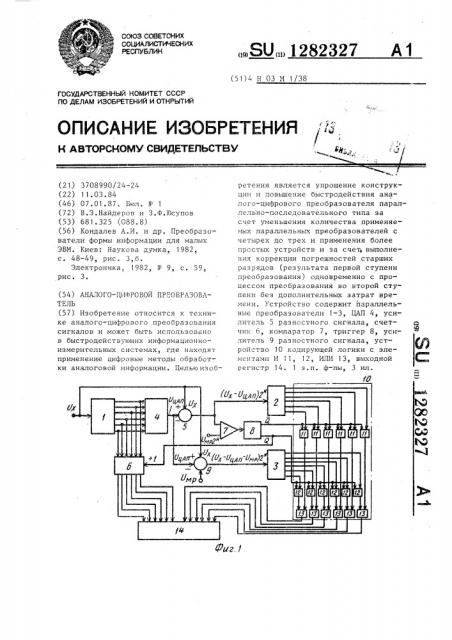 Аналого-цифровой преобразователь (патент 1282327)