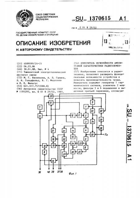 Измеритель нелинейности амплитудной характеристики радиоэлементов (патент 1370615)