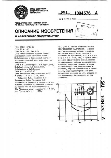 Линия электропередачи сверхвысокого напряжения (патент 1034576)