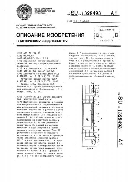 Устройство для спуска приборов под электропогружной насос (патент 1328493)