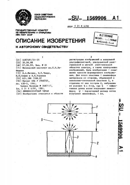 Люминесцентный экран (патент 1569906)