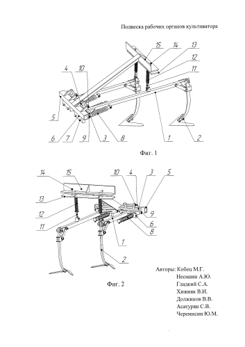 Подвеска рабочих органов культиватора (патент 2584613)