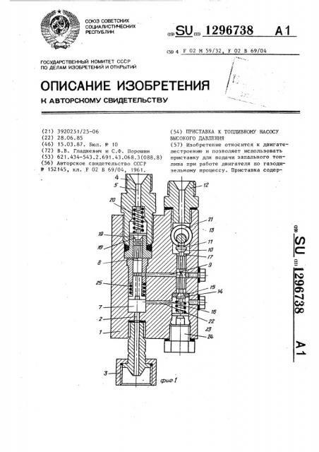 Приставка к топливному насосу высокого давления (патент 1296738)