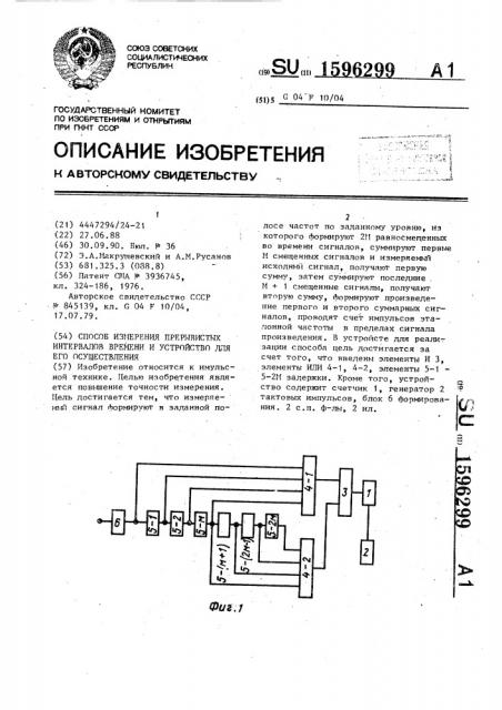 Способ измерения прерывистых интервалов времени и устройство для его осуществления (патент 1596299)