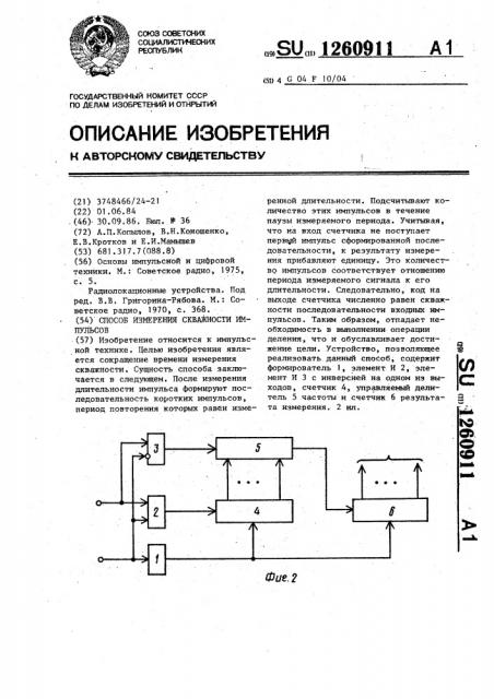 Способ измерения скважности импульсов (патент 1260911)