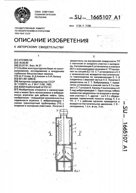 Вибрационный агрегат (патент 1665107)