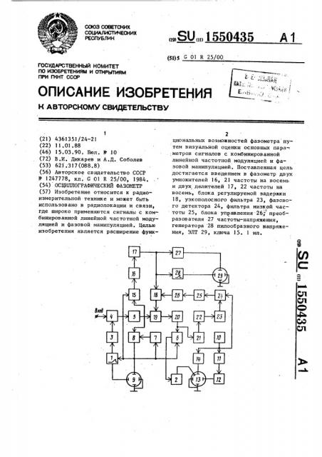 Осциллографический фазометр (патент 1550435)