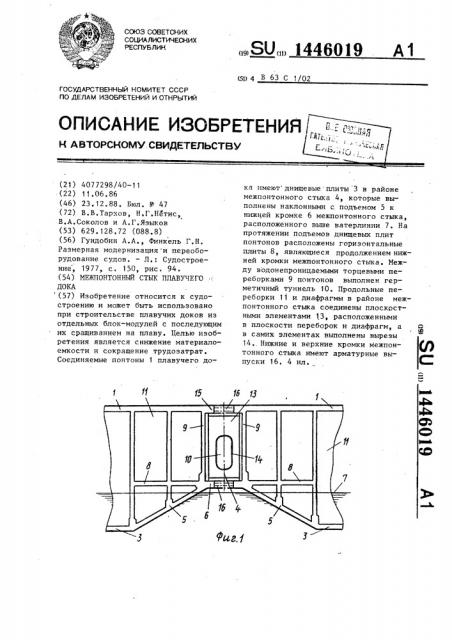 Межпонтонный стык плавучего дока (патент 1446019)
