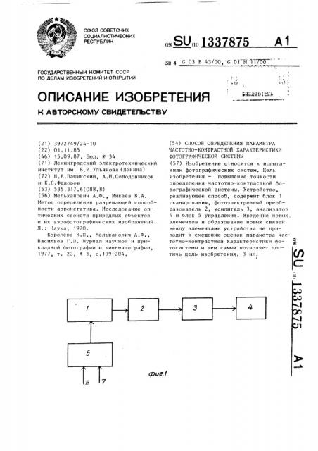 Способ определения параметра частотно-контрастной характеристики фотографической системы (патент 1337875)